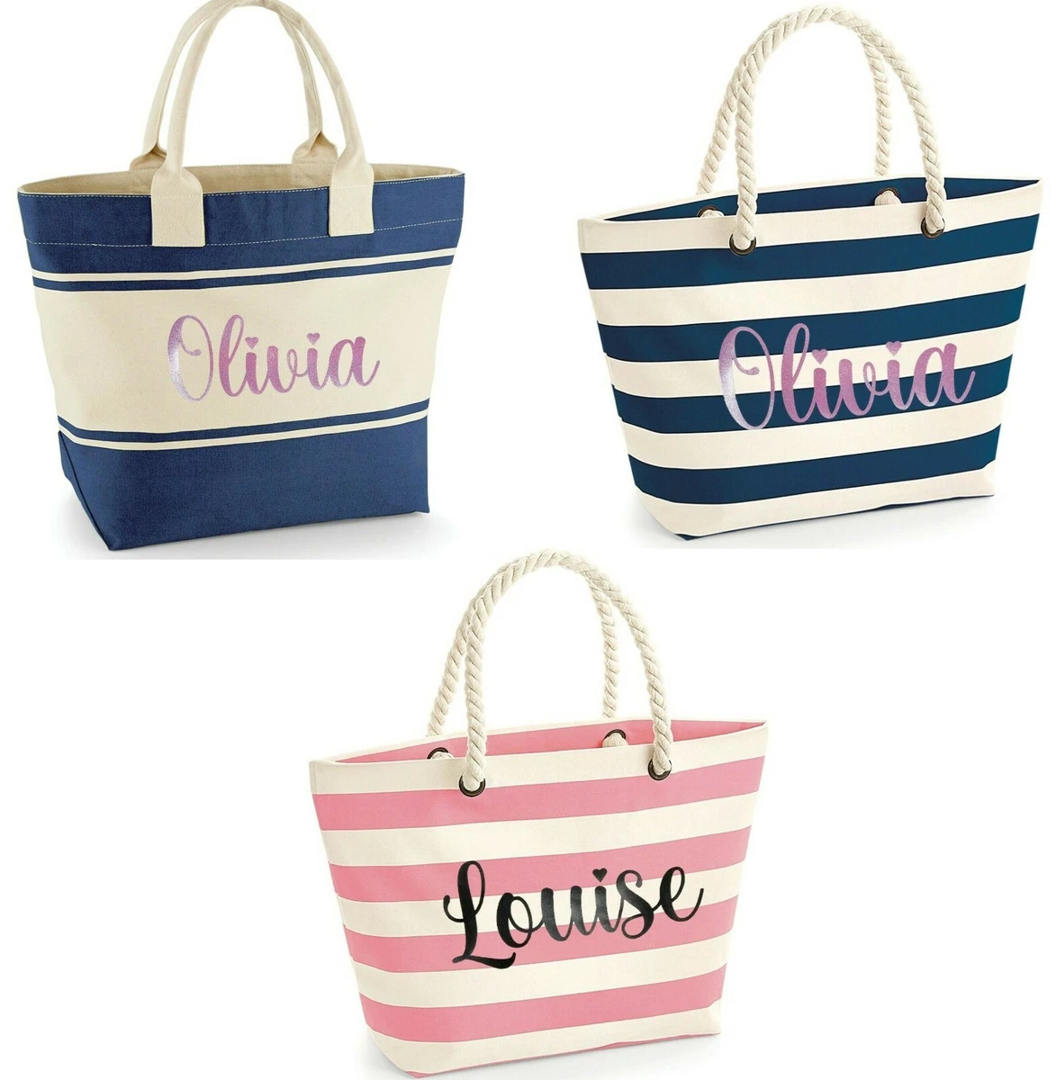 Personalised canvas shop beach bag