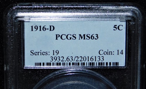 1916-D PCGS MS 63 Series 19 Coin: 14 Certification # 3932.63/22016133 Buffalo 5C - Picture 2 of 8