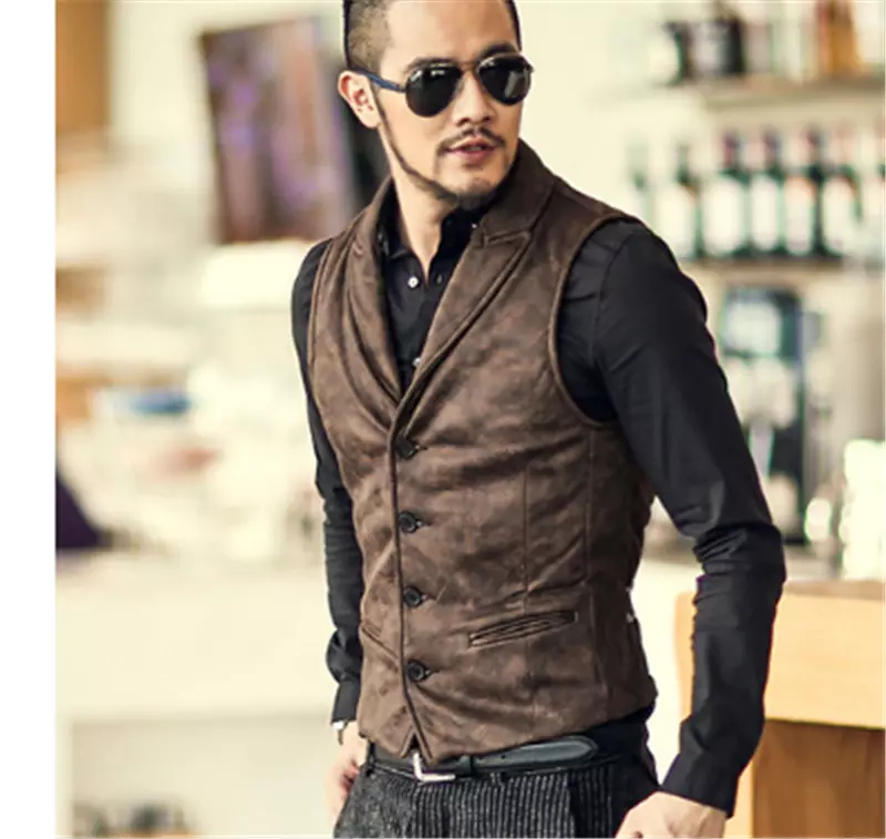 Retro Mens Boys Fashion Vests Motor Jacket Outwear Slim Lapel