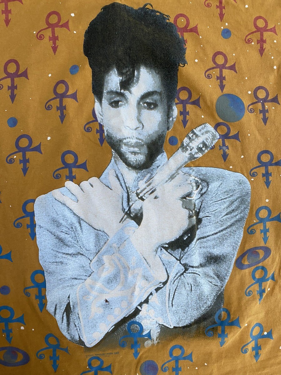 Prince Vintage 90s 1993 All Over Print T-Shirt Gold Band Tee Size