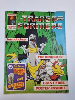 Transformers Issue 28 UK Edition September 1985 Marvel Comics Sleeved Dinobots