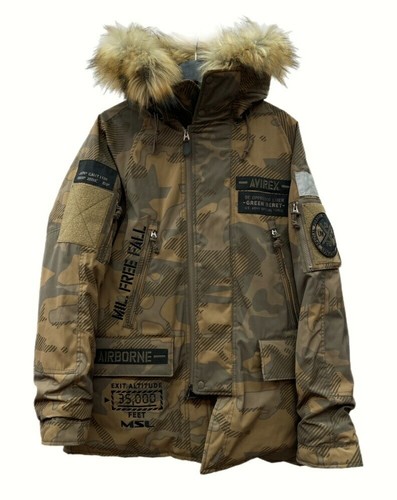 AVIREX TYPE N-3B FLIGHT JACKET Military Hood Parker Fur Zip-up 6192170 Logo L