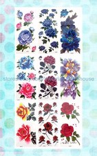 tattoos fake 6 sheets large flower rose butterfly temporary tattoo