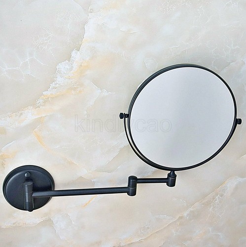Black Brass Magnifying Makeup Mirror Wall Mounted Double Sided Bathroom Mirrors - Picture 3 of 9