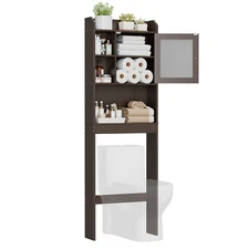 Over the Toilet Storage Cabinet Freestanding Bathroom Rack with Adjustable Shelf