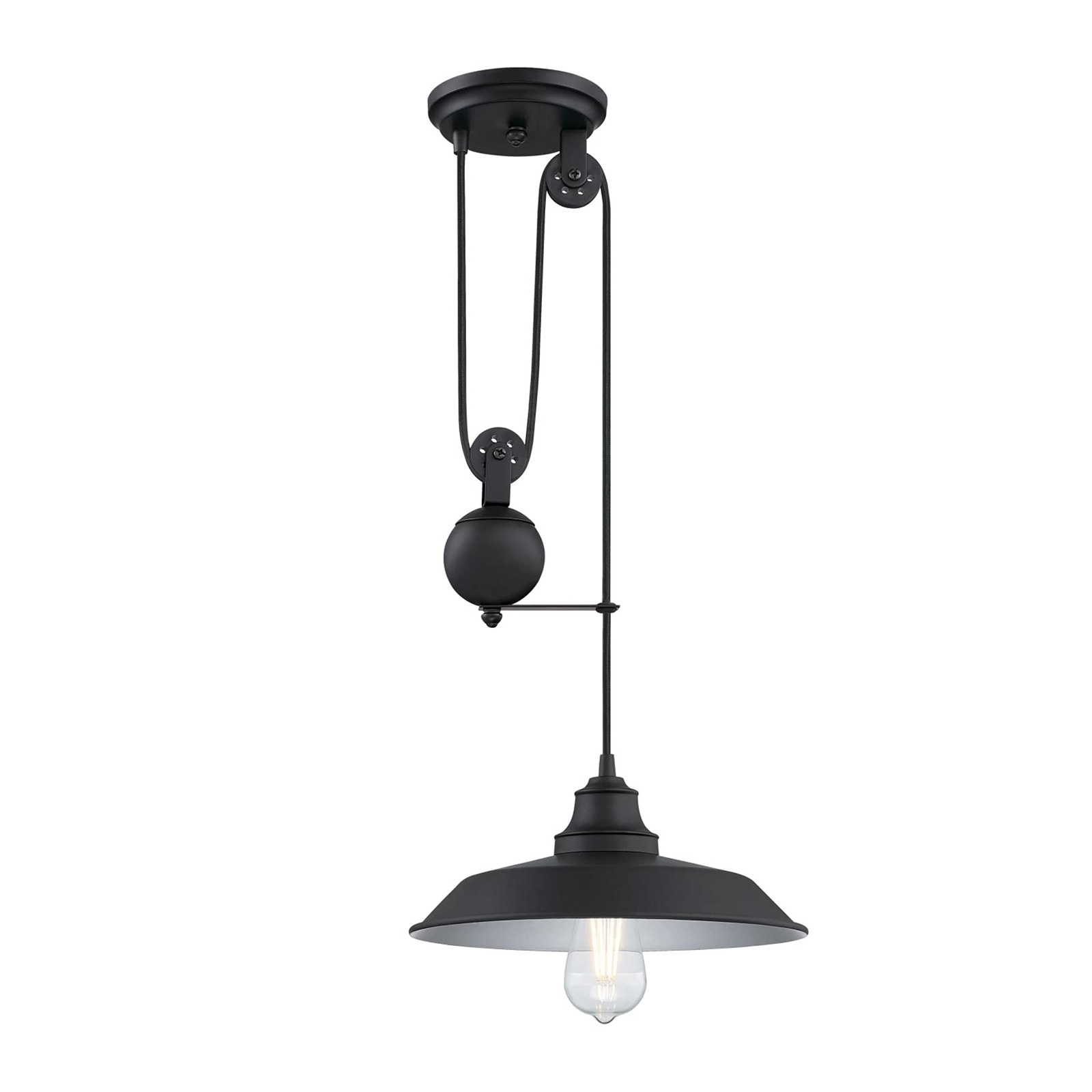 Hill Vintage-style One Light Indoor Pulley Pendant,...