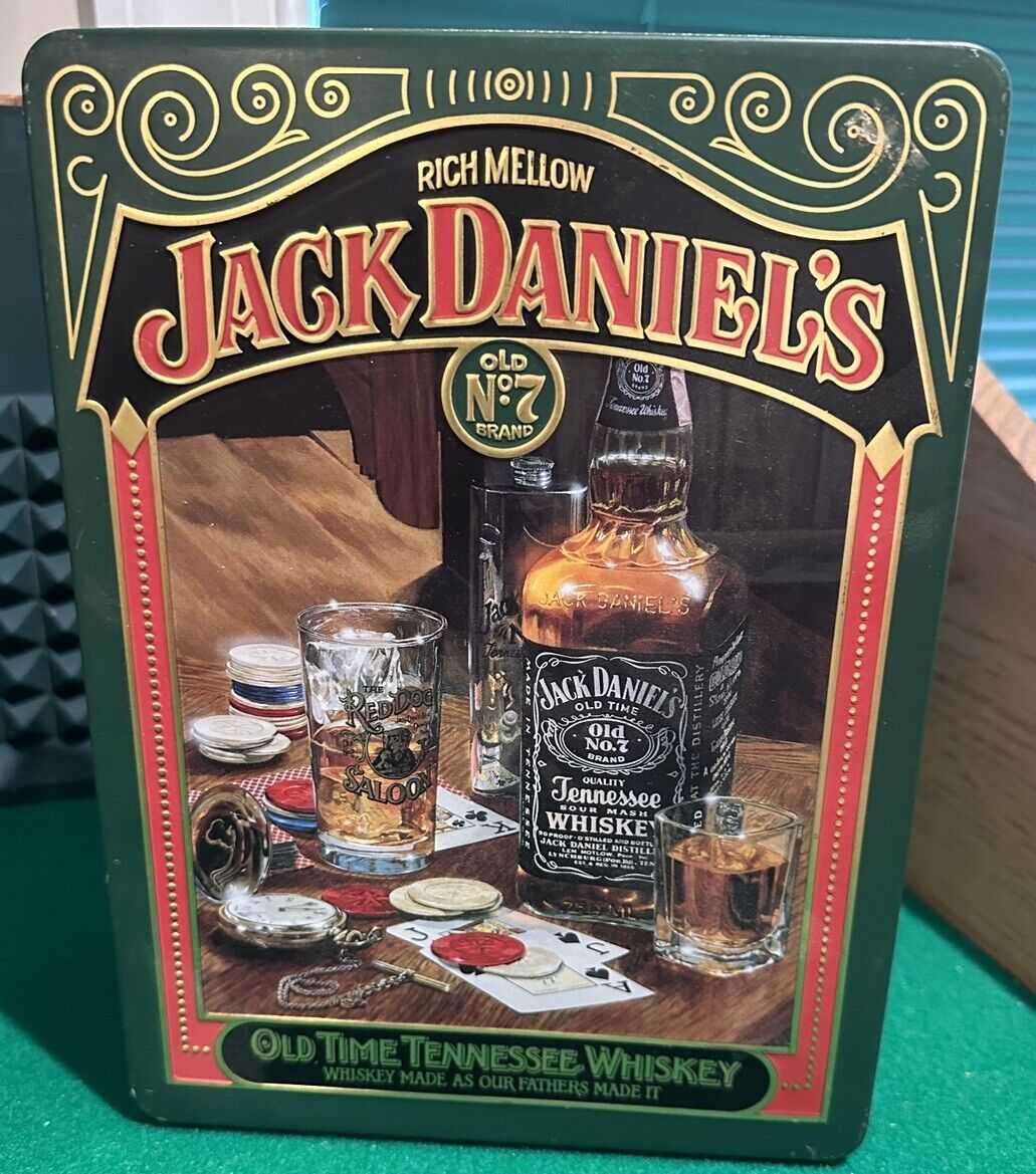 Jack Daniels Old No 7 Brand Whiskey Tin Box with 2 Square Jack Daniels Old No 7 Brand Whiskey Tin Box with 2 Square