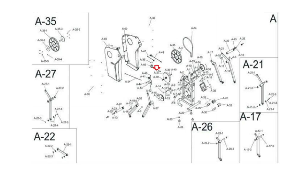 Conjunto de volante de freno generador elíptico BH Fitness LK500XLK700X LK500X-A-37 Foto 3 de 3