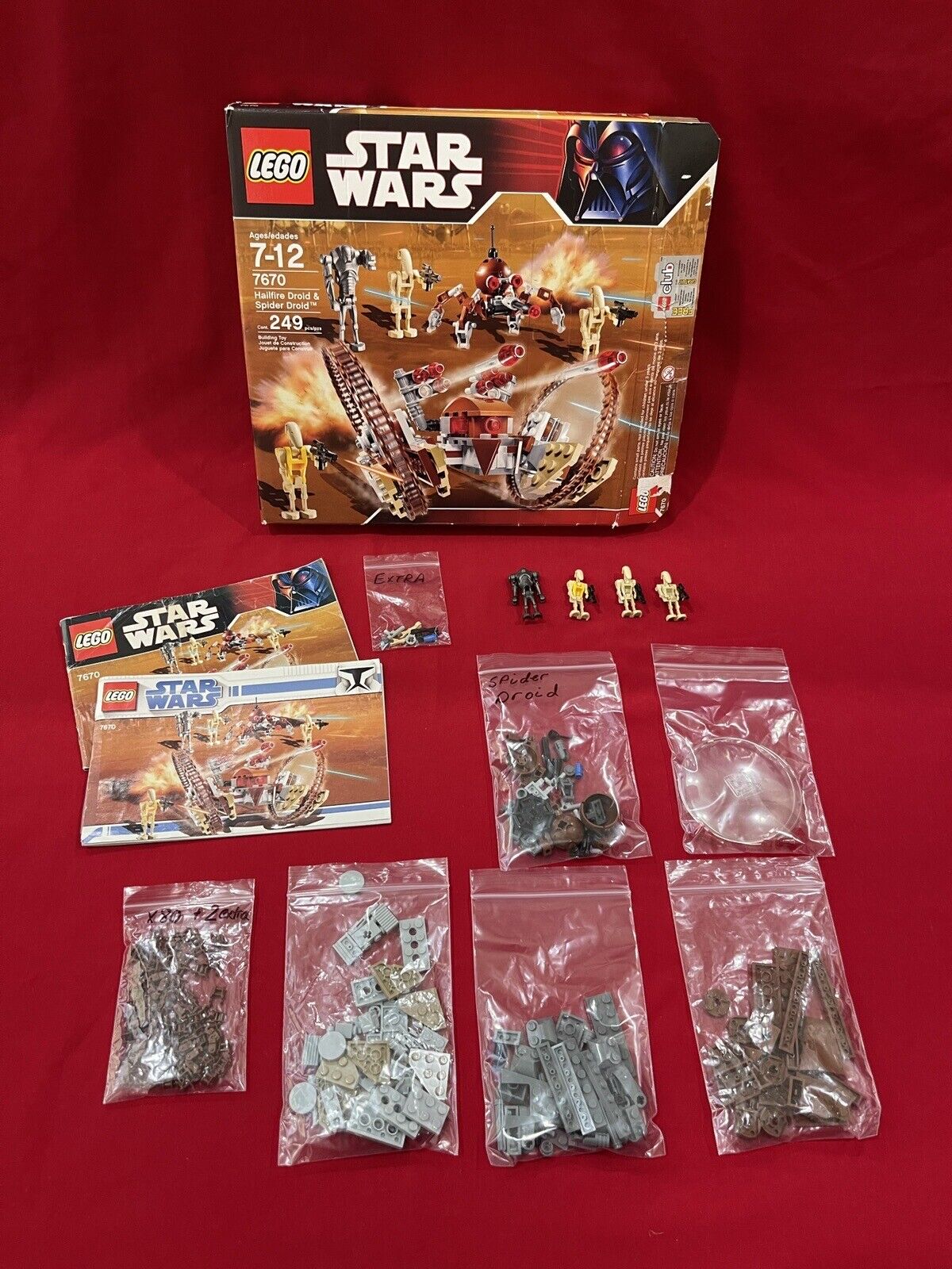 LEGO Star Wars 7670 Set: Hailfire Droid & Spider Droid, 100% COMPLETE with Box