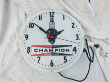 GRANDE HORLOGE VINTAGE GARAGE BOUGIES CHAMPION No BIDONS D'HUILE PLAQUE