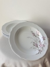 Vintage Winterling Bavaria Set 4 Porcelain Soup Plates Pink Cherry Blossom⁠