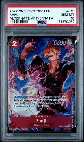 One Piece Sanji Alternate Art Errata OP01-013 PSA 10 Gem Mint