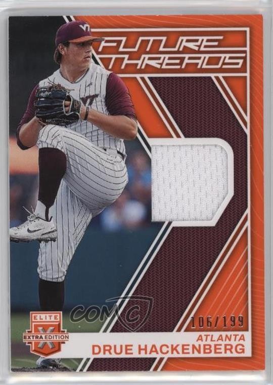 2023 Panini Elite Extra Edition Future Threads Orange /199 Drue Hackenberg tj1
