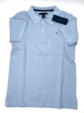 Tommy Hilfiger Boys Chambray Blue Polo Shirt Short Sleeve Size S NWT