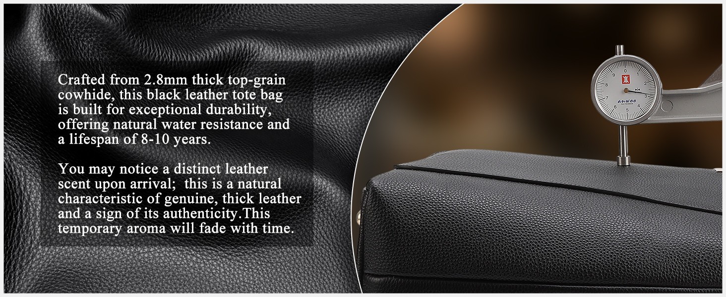 Genuine Leather Tote Shoulder Bag for Women Fits 15.6 '' Laptop, Business Work