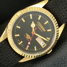 VINTAGE REFURBISHED CITIZEN AUTOMATIC 8200 JAPAN MENS BLACK DIAL WATCH a445343-1