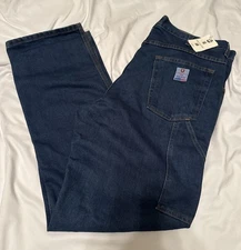 Tyndale Men's Broken-In Relaxed FR Jeans Blue Denim Size 38x32 Made In USA