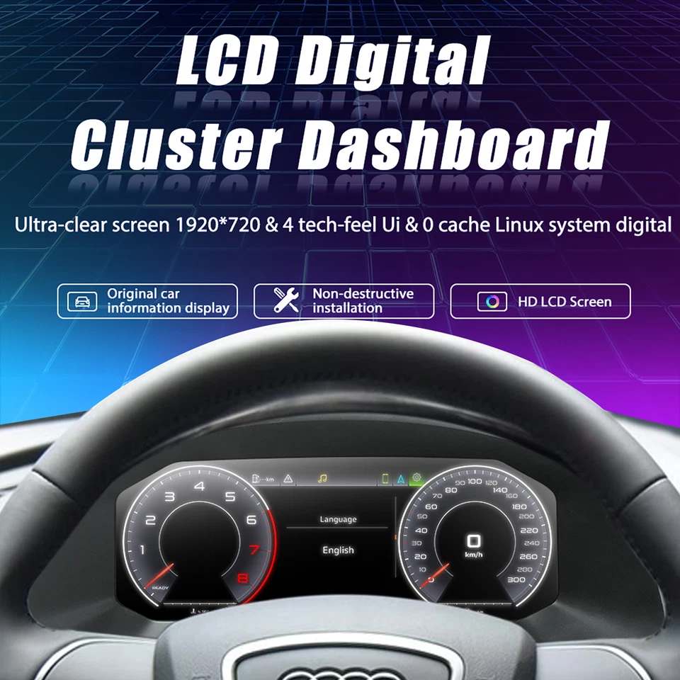 Cuadro de instrumentos velocímetro de actualización de medidores digitales para AUDI Q3 SQ3 2013-2018 Foto 2 de 4