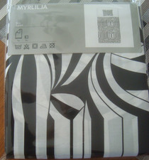 NEW IKEA Twin Quilt Cover w/1 Pillowcase Black White Abstract Cotton Bed Set NIP