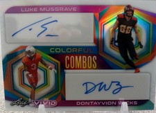 2023 Leaf Vivid Luke Musgrave Dontayvion Wicks Combos White Auto Autograph #2/6