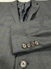 Ralph Lauren Blazer Mens 48L Gray Windowpane Textured Wool Sport Coat