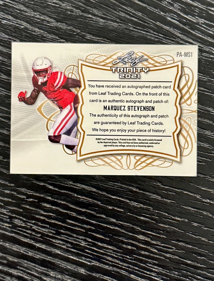 2021 Leaf Trinity Marquez Stevenson Rookie Patch Auto Green /50 (RC) #PA-MS1 - Image 2 of 2