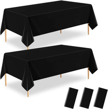 3 Pack Black Plastic Tablecloths, 54 X 108 Disposable Waterproof Rectangle Table