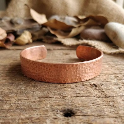 Artisan Hand-Forged Copper Hand-Hammered Rustic Cuff - Handmade Boho Gift