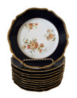 Antique Wm. Guerin Limoges France 7.25" Plates Cobalt Blue Gold Floral Set of 10