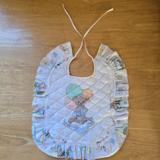 Handmade Baby Bib Bear  Quilted Cotton, Ruffled Edge, Precious Moments Fabric