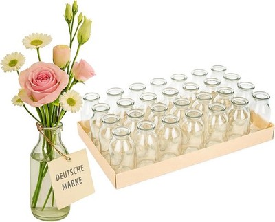 32x Glasflaschen Mini Vasen Deko Hochzeit Vintage Tischdeko Blumen DIY Glas