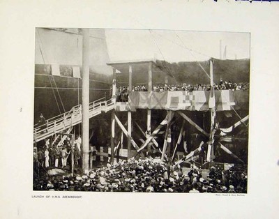 Antiker alter Druck Launch Hms Breadnought Clearing Decks Action Photo 1911 20th
