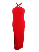 Calvin Klein Women's Keyhole Halter Gown (12, Fire Red) 190466485388