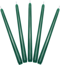 Set of 5 Unscented Green Taper Candles Unscented Skinny 10 Inch Tall 7/8 Inch Di