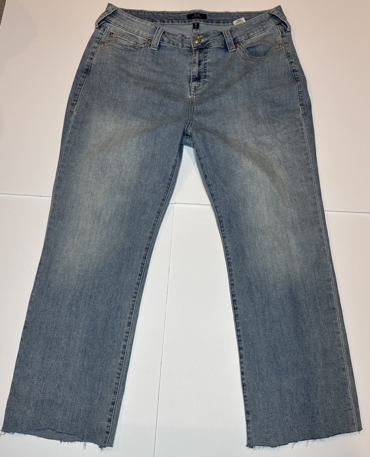 True Religion Jeans Women's Plus Size 38 Billie Mid Rise Straight Leg Blue Denim