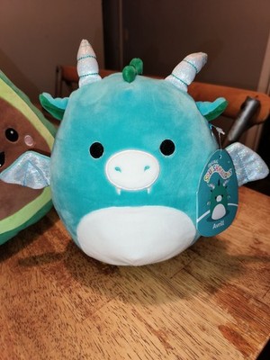 Squishmallows Avrill Dragon Plush Kellytoy Teal Sparkle Wings w/ Tags
