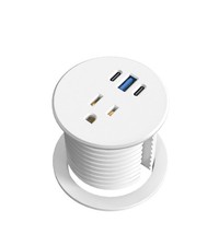 Desk Grommet Power Outlet, 2.5 inch Desktop Recessed Outlet with 20W Fast Cha...
