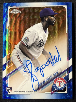 2021 Topps Chrome - Rookie Autographs Sherten Apostel #RA-SA Blue Refractor /150