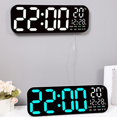 Digitale Wanduhr Wecker heller LED-Bildschirm Innentemperaturanzeige