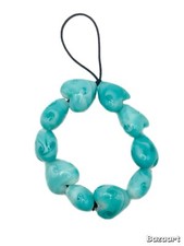 Blue Heart Marble Beaded Handmade Phone Charms Strap Bracelet Wrist Lanyard Cute