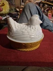 Vintage Avon Milk Glass “Hen On Nest” Covered Dish- Excellent Grade-early 70s