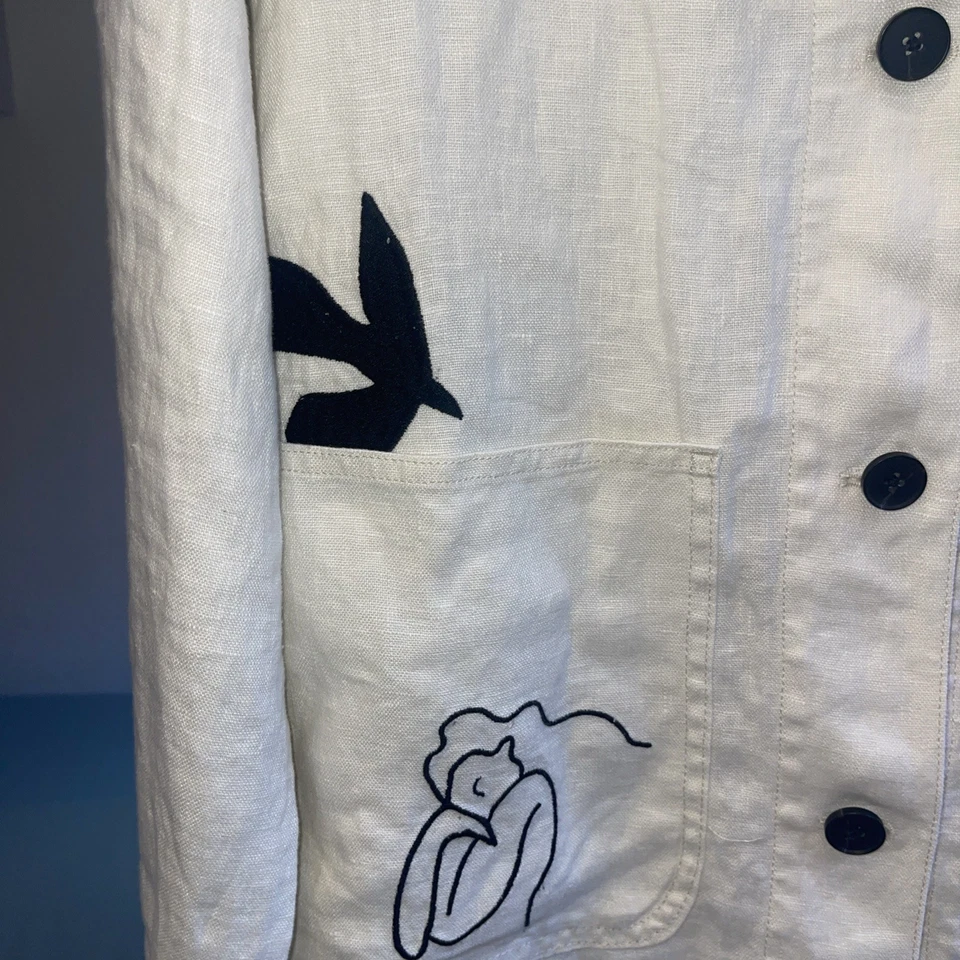 G2U without tags ZARA BODE STYLE EMBROIDERED ZW COLLECTION LINEN OVERSHIRT S - Image 3 of 4