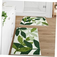 Green Bathroom Rug Set 2 Piece, Non-Slip Strong Water Absorbent Plush
