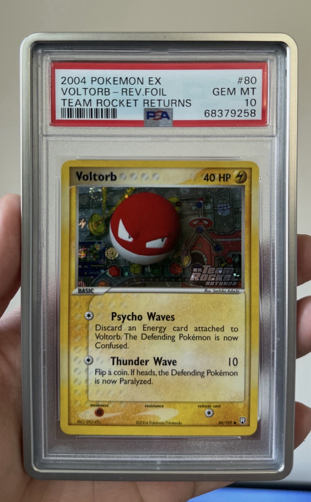 PSA 10 2004 POKEMON EX TEAM ROCKET RETURNS #80 VOLTORB-REVERSE FOIL GEM MINT