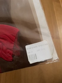 AGENT PROVOCATEUR Designer Champagne & Red Seam Heel Sexy Stockings Size A S New