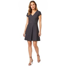 Lofts Womens Dress Gray  Mini Flared Textured Tied Office Career Sz 2 Petite