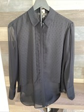 Banana Republic Black Sheer Polka Dot Blouse Size Petite Med