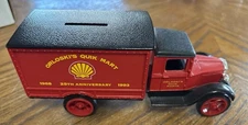 💥 Vintage ERTL 1931 Hawkeye Delivery Truck Bank Orloski’s Quik Mart Shell Oil