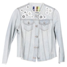 Denim Jacket Floral-Embellished Jacket In Blu...