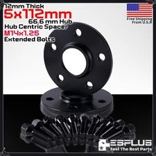 2 Pcs 12 mm BMW 5x112mm 66.6mm Hub Centric Spacer Fit 1-8/I/M/X-Series etc.